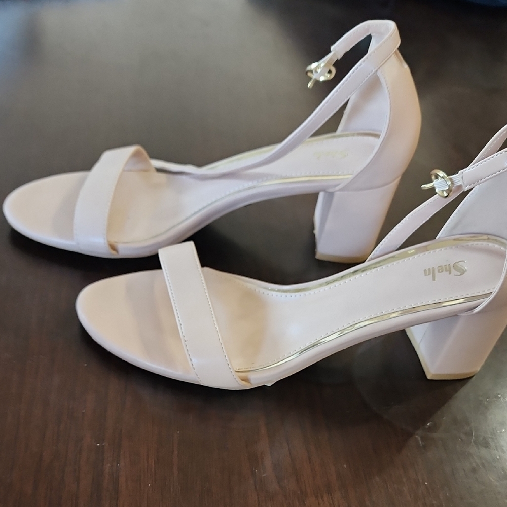 Shein Cream Block Heel Sandals